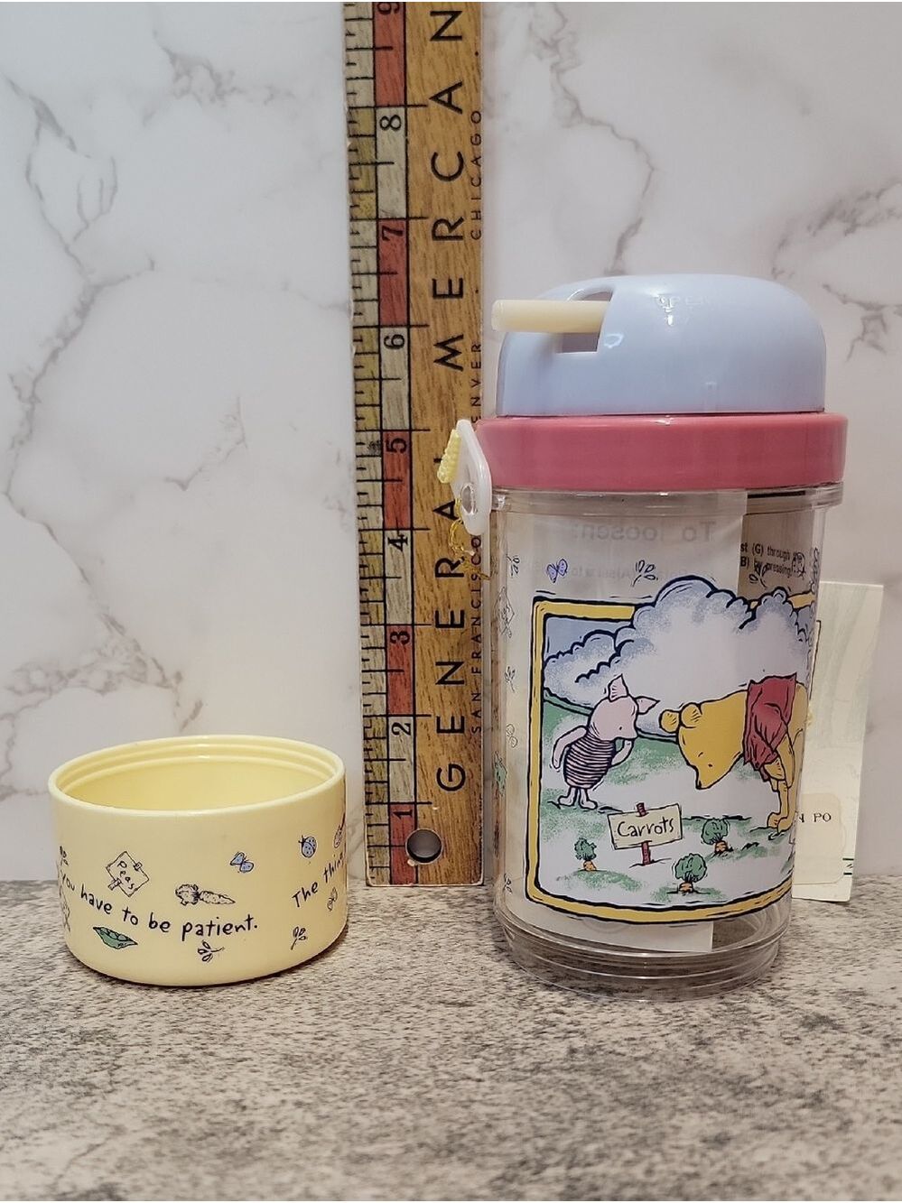 RARE VTG SELANDIA CLASSIC POOH SIP N SNACK CANTEEN W/ STRAW 8" TALL NEW WITH TAG - Picture 11 of 12